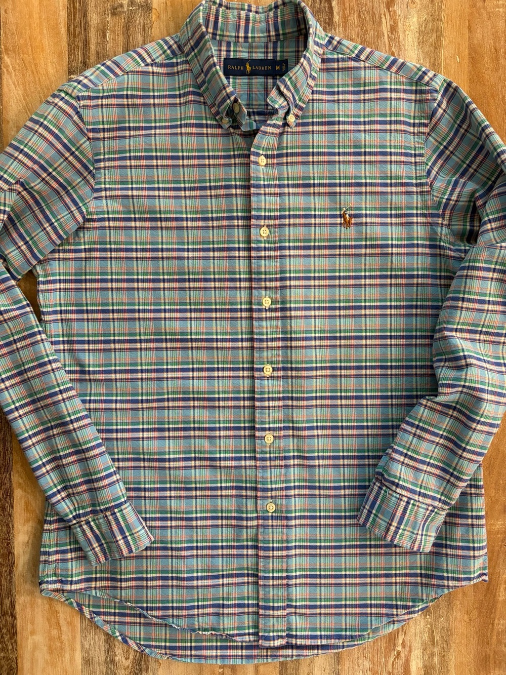 Polo by Ralph Lauren Plaid Button-Down Shirt Size Medium Blue and Turquoise